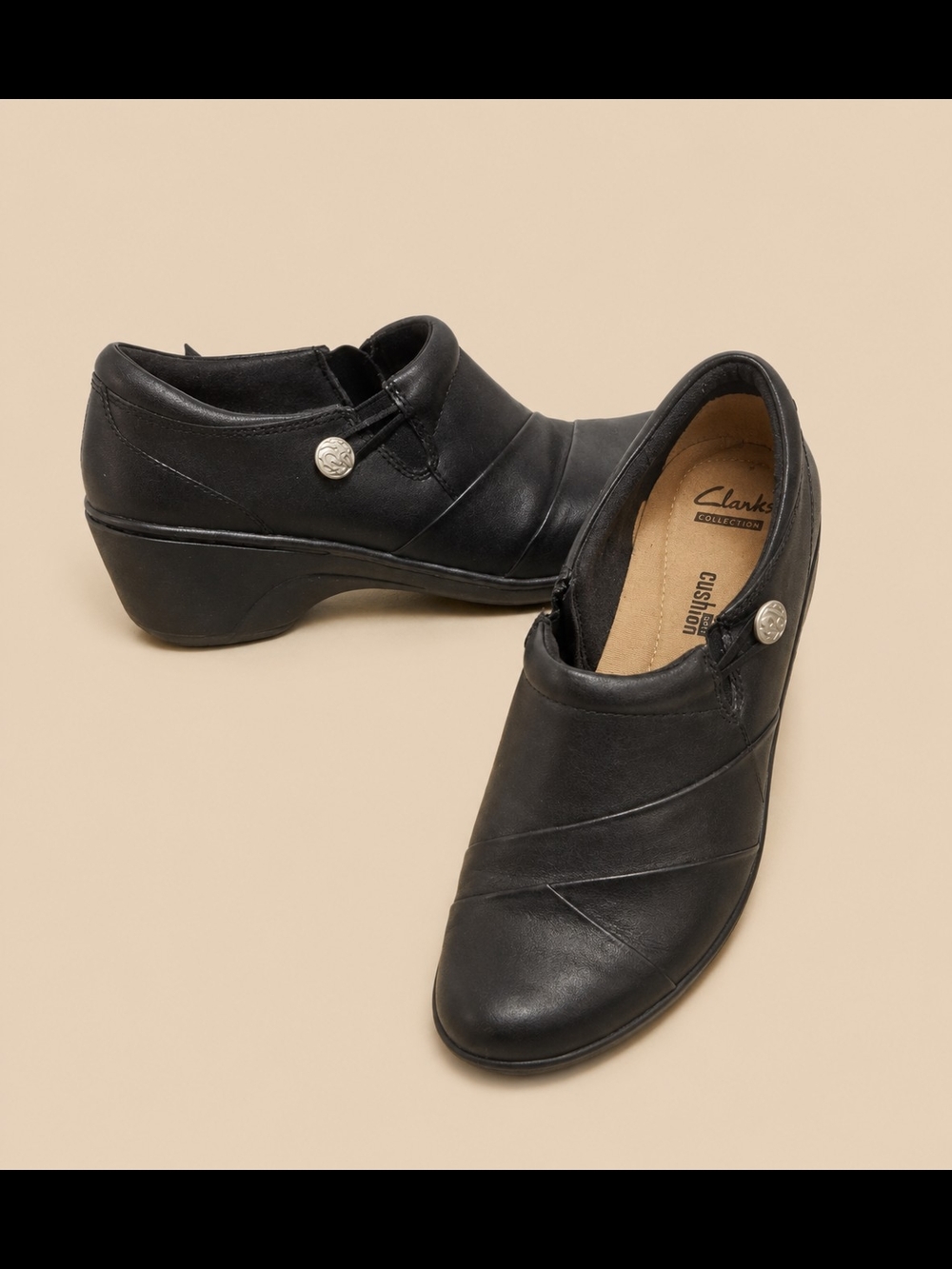 Clarks Women's Black Slip-On Comfort Shoes